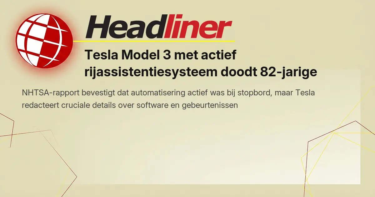 Tesla Model 3 met actief rijassistentiesysteem doodt 82-jarige bestuurder bij crash op kruispunt in New Jersey